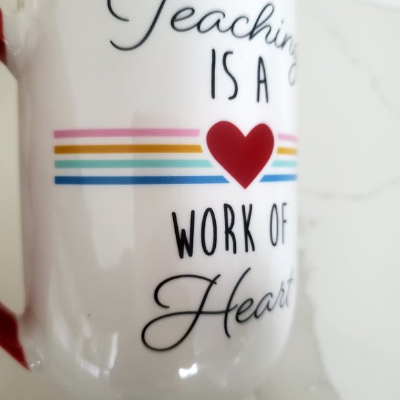 Gift for Teacher Mug Graphic Academia Red Heart Tea coffee School Love Year End - Picture 5 of 5